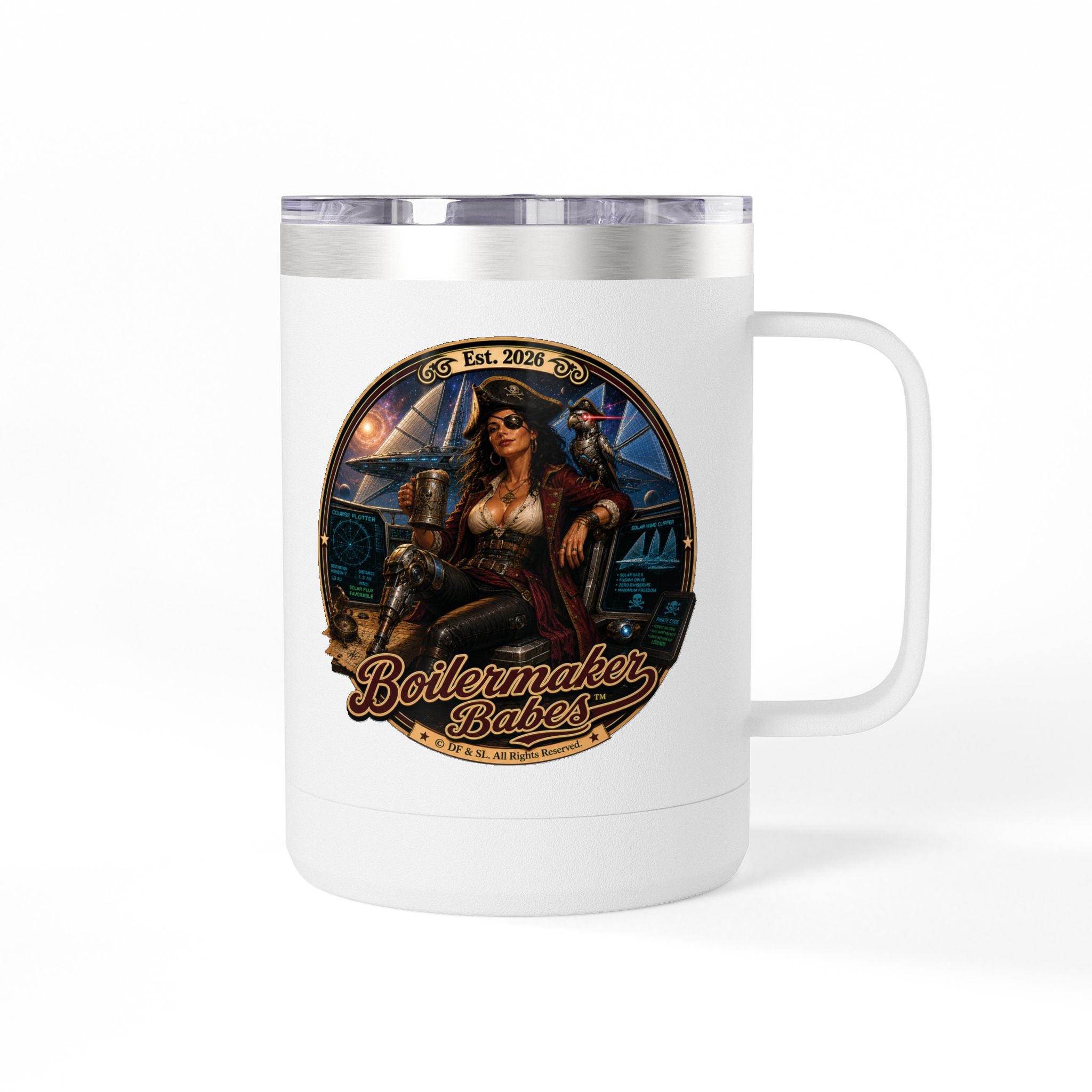 Cali! (F) – 15oz. Insulated Mug - Boilermaker Babes ™ Vintage Style Pin-Up Art