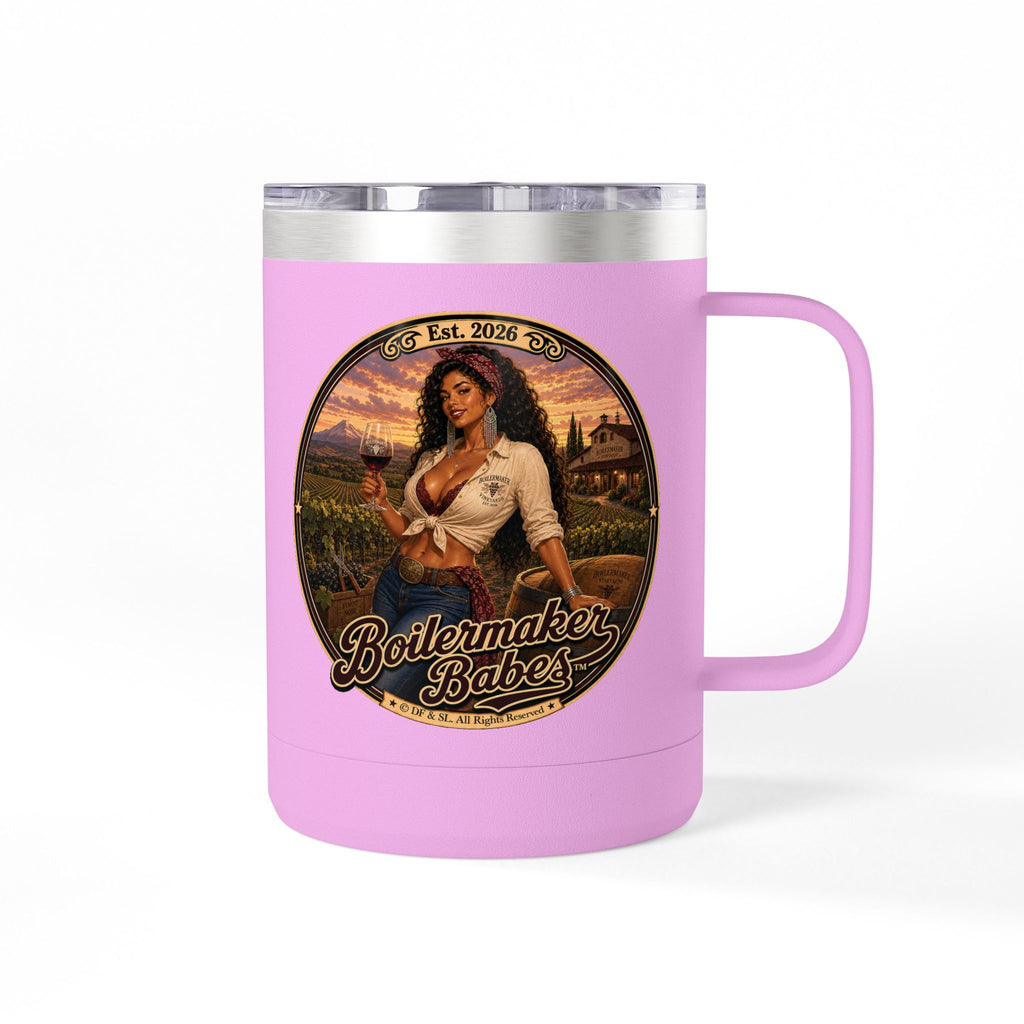 Vini! (F) – 15oz. Insulated Mug - Boilermaker Babes ™ Vintage Style Pin-Up Art