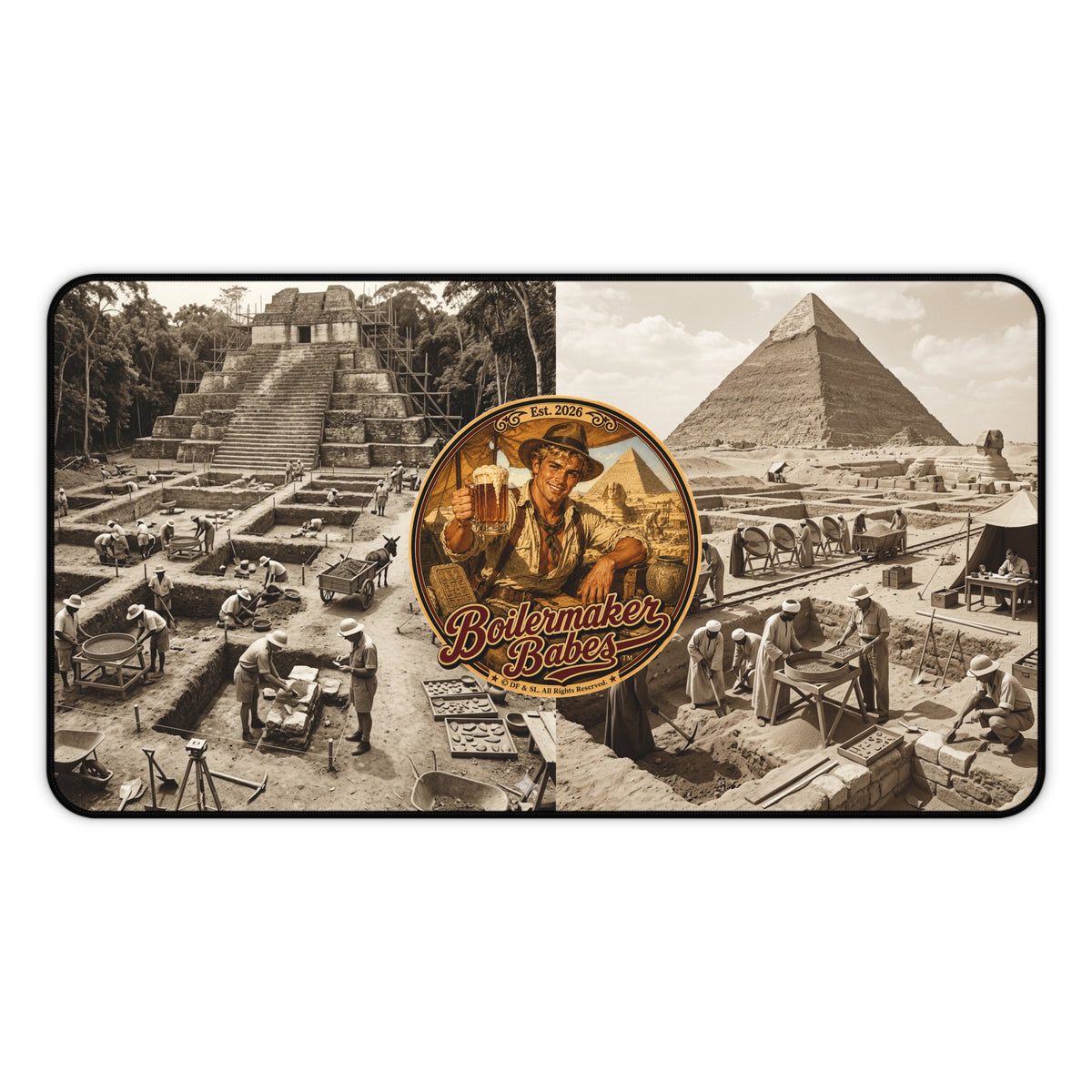 Desk Mat | Arch! Boilermaker Babes™ Archeologist Retro Pin-Up Art Gift