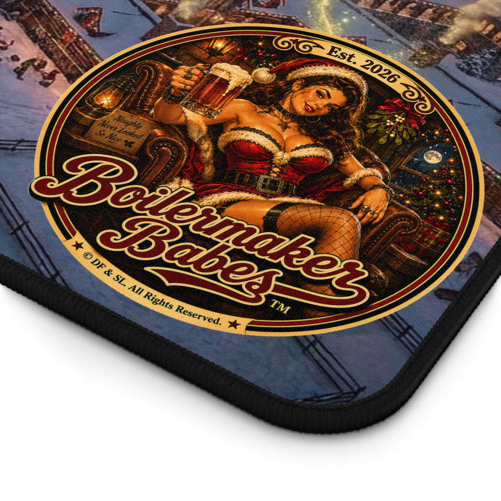 Desk Mat | Claws! Boilermaker Babes™ Northern Delights Retro Pin-Up Art Gift - Alternate Holiday Pin-Up