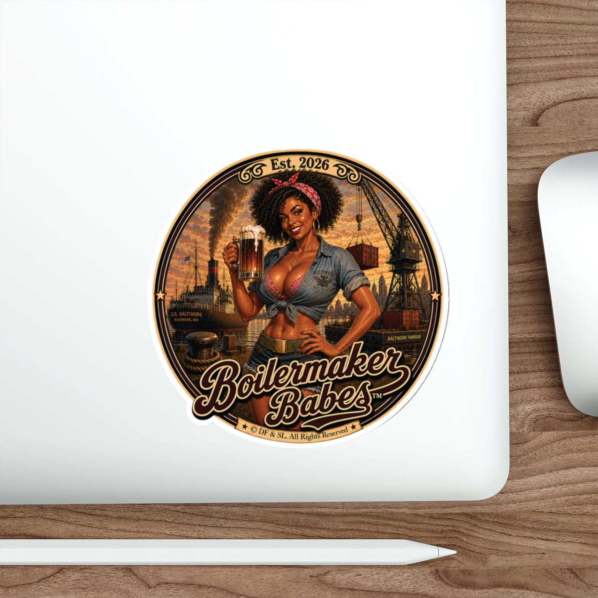 Docke! Boilermaker Babes ™ — Retro/Vintage Pin-Up Die-Cut Sticker