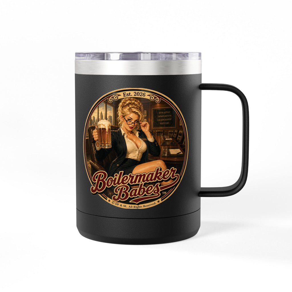 AB! (F) – 15oz. Insulated Mug - Boilermaker Babes ™ Vintage Style Pin-Up Art