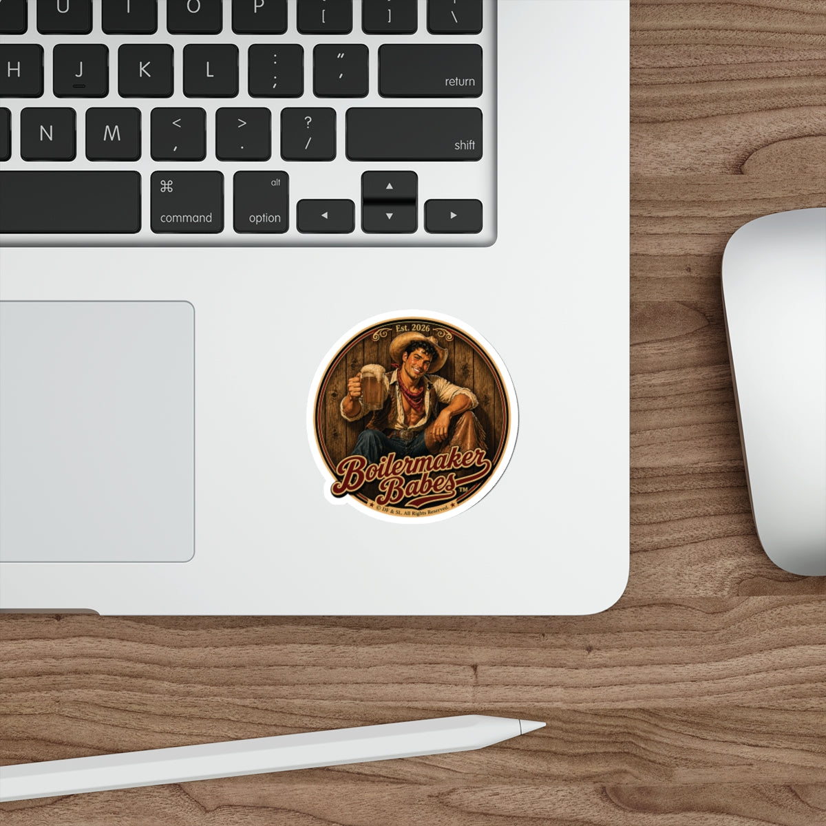 Cowboy Up! Boilermaker Babes ™ — Retro/Vintage Pin-Up Die-Cut Sticker