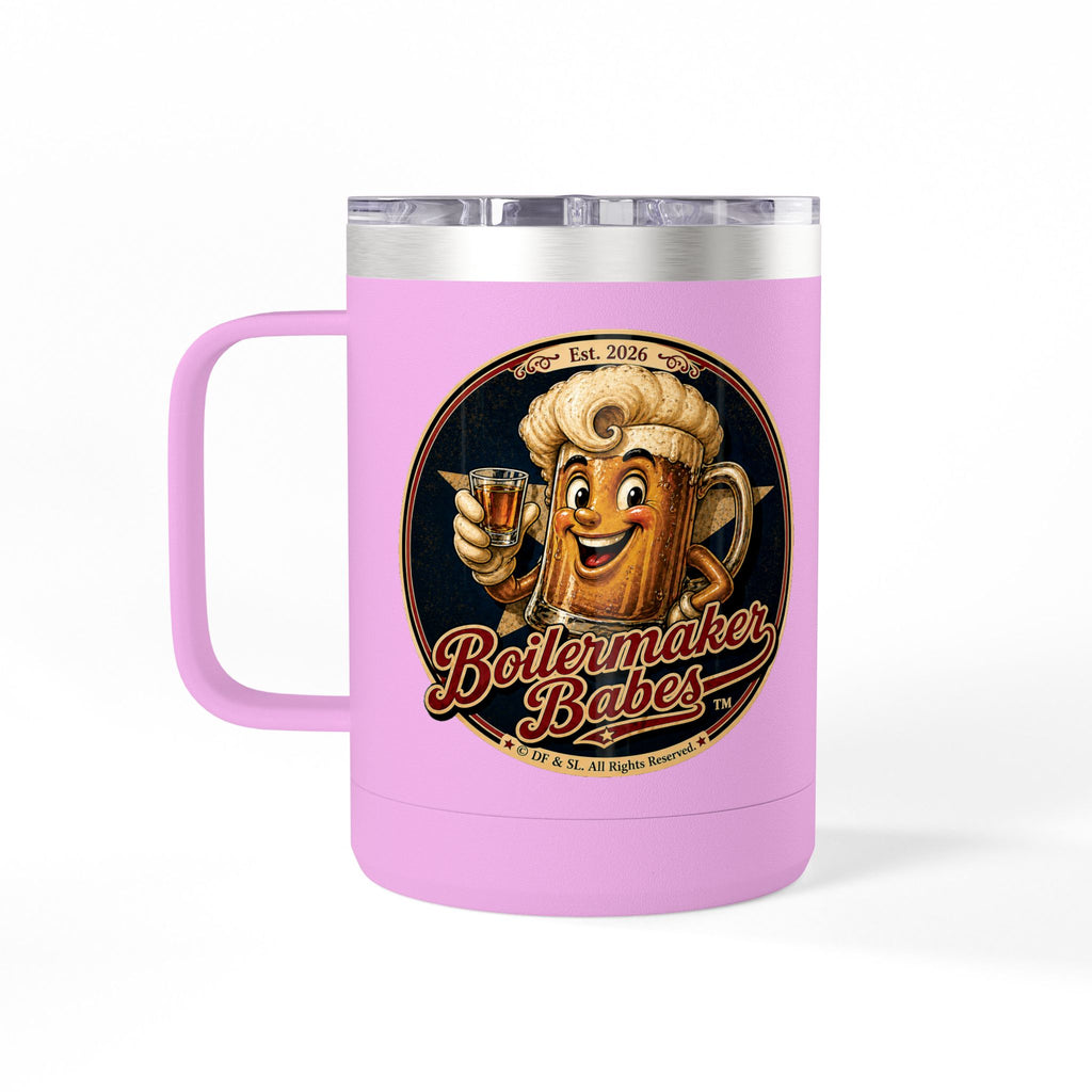 Docke! (F) – 15oz. Insulated Mug - Boilermaker Babes ™ Vintage Style Pin-Up Art