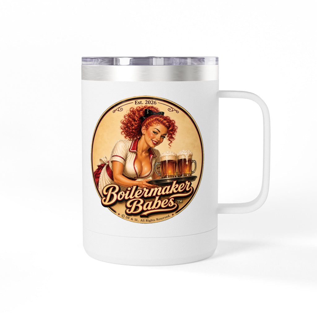 BB! (F) – 15oz. Insulated Mug - Boilermaker Babes ™ Vintage Style Pin-Up Art
