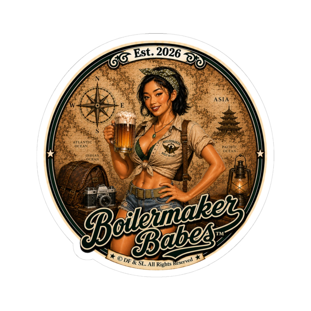 Xplore! (F) - Boilermaker Babes ™   — Retro Patriotic Pin-Up Vinyl Custom Cut Sticker