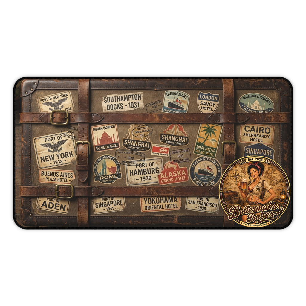 Desk Mat | Xplore! Boilermaker Babes™ Journalist / Explorer Retro Pin-Up Art Gift