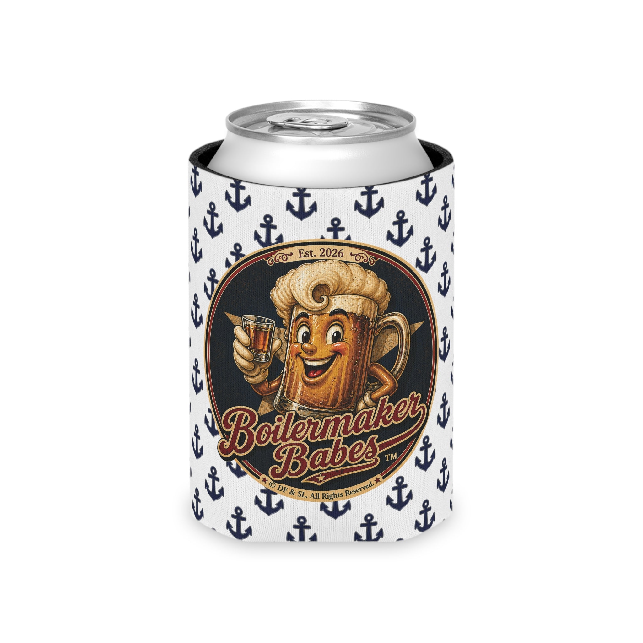 Docke! (F) – Can Sleeve - Boilermaker Babes ™ Vintage Style Pin-Up Art