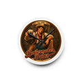 Cowboy Up! (F) Acrylic Wall Clock — Vintage Boilermaker Babes ™ Pin-Up Industrial Clock