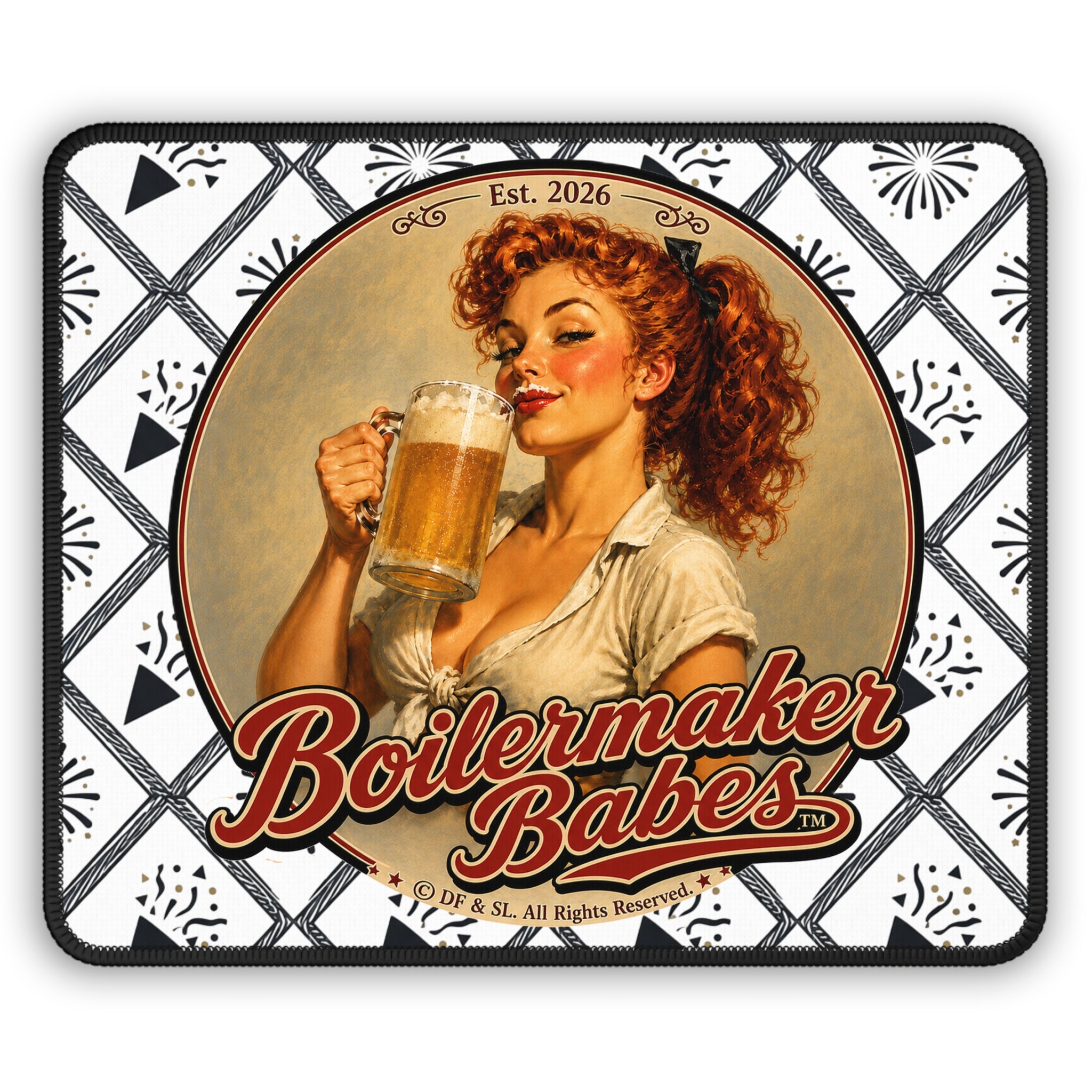 Boilermaker Babes™ Gaming Mouse Pad — Thursti! Retro Pin-Up (Happy New Years!)