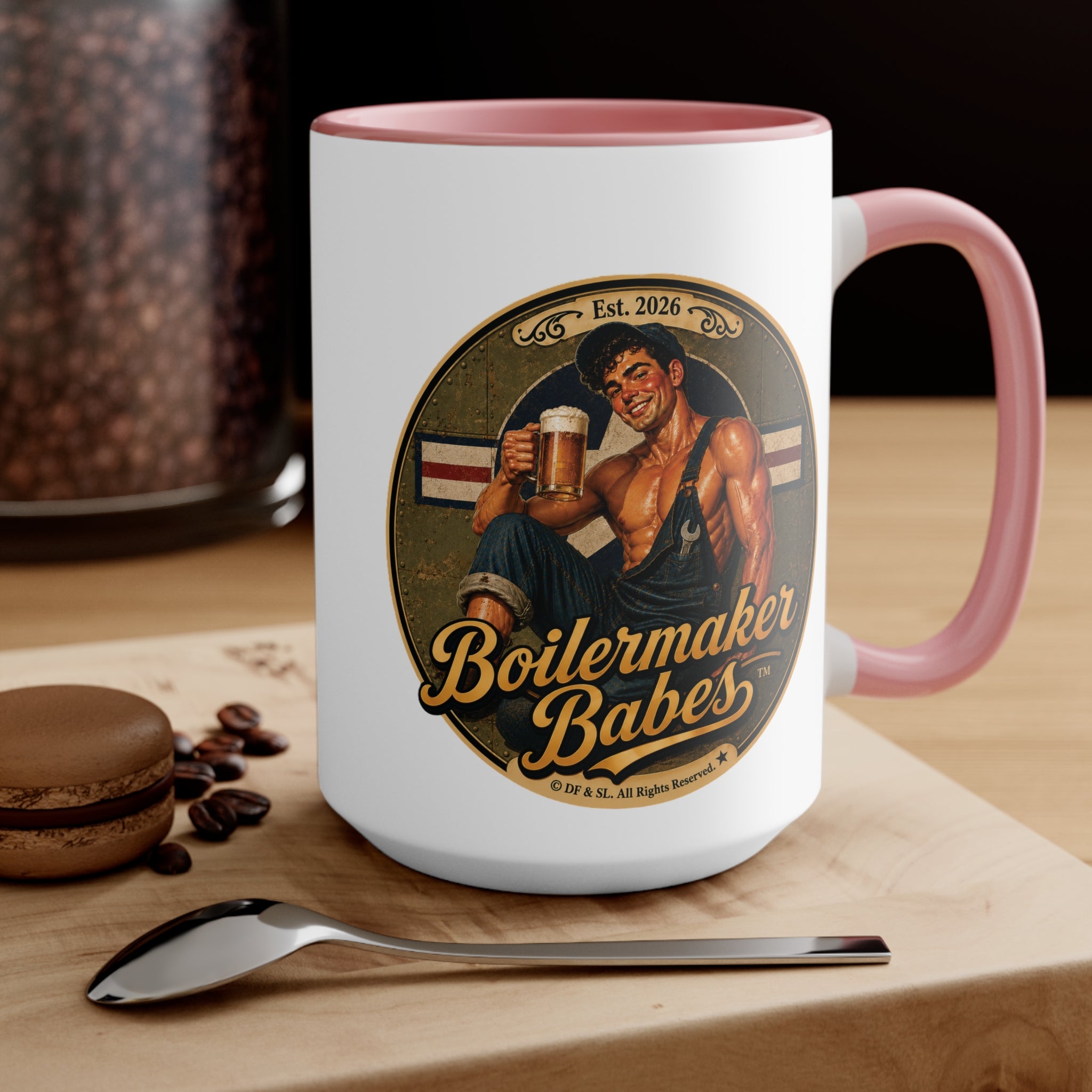 Mecham! (M) – 15oz. Accent Mug - Boilermaker Babes ™ Vintage Style Pin-Up Art