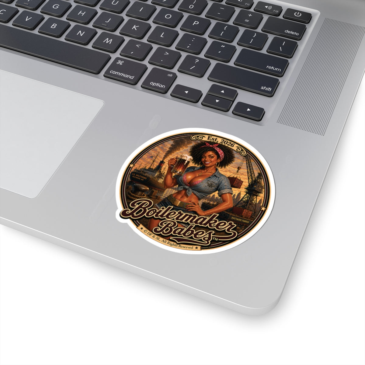 Docke! (F) - Boilermaker Babes ™   — Retro Patriotic Pin-Up Vinyl Custom Cut Sticker