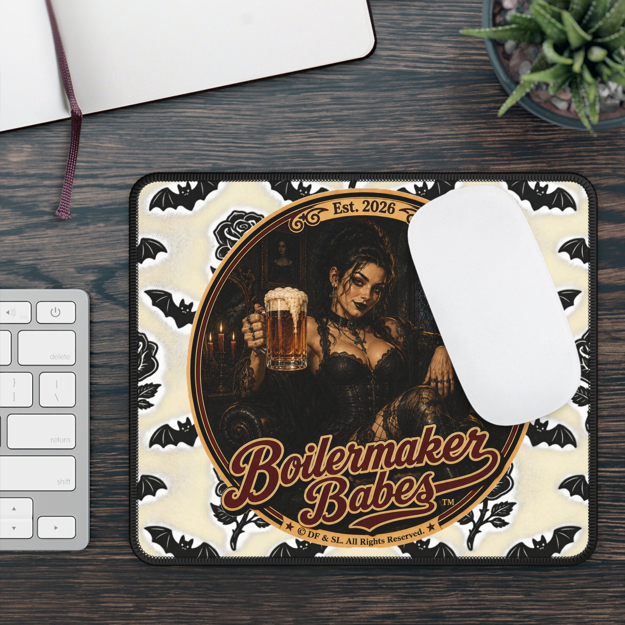 Boilermaker Babes™ Gaming Mouse Pad — Spooki! Goth Pin-Up