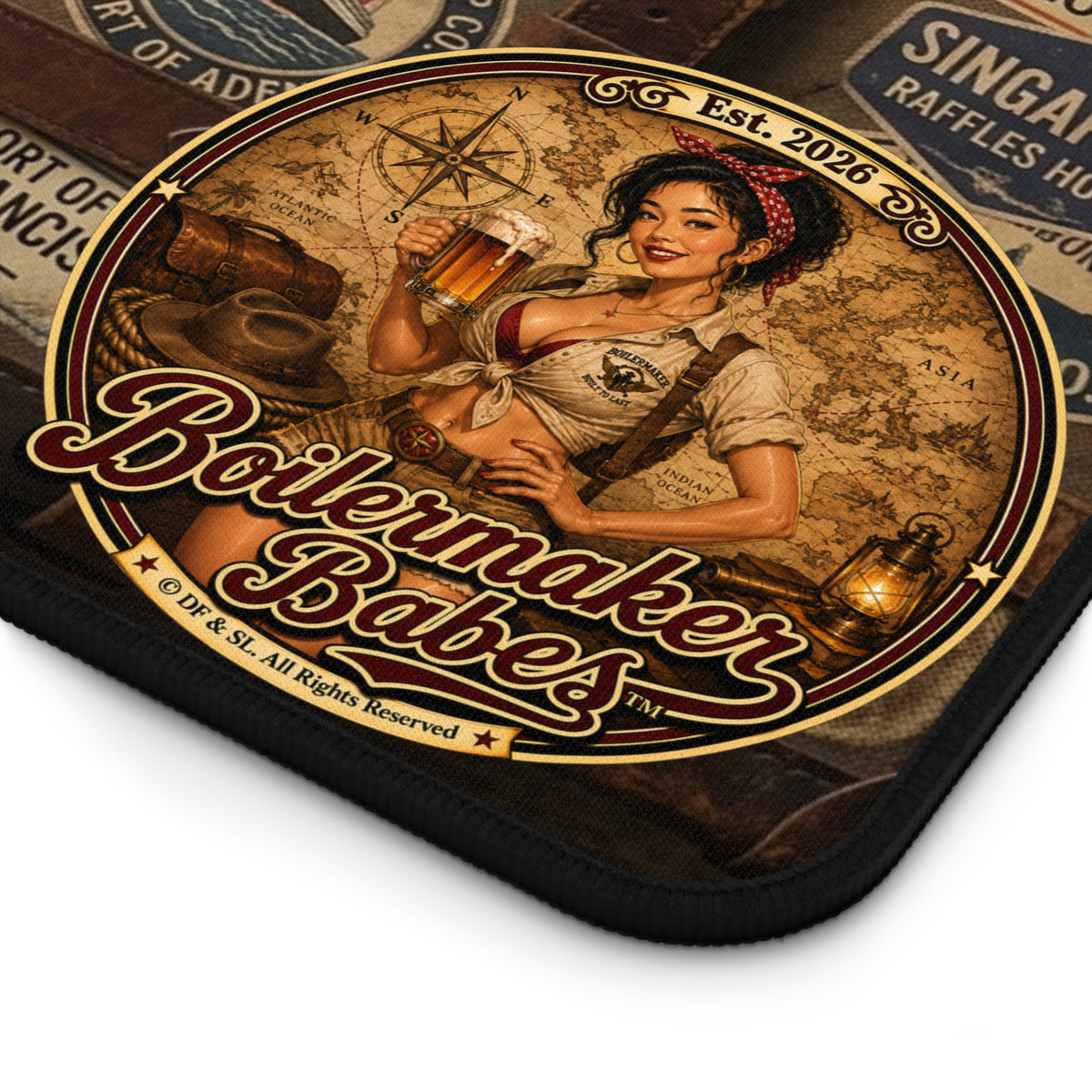 Desk Mat | Xplore! Boilermaker Babes™ Journalist / Explorer Retro Pin-Up Art Gift