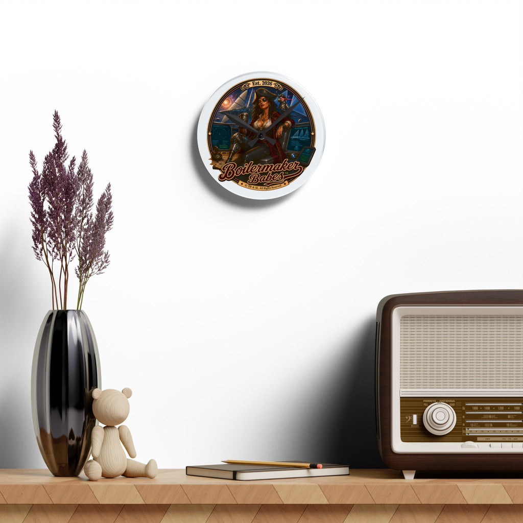 Cali! (F) Boilermaker Babes ™ Vintage Pinup Acrylic Wall Clock — Steampunk Nautical Decor