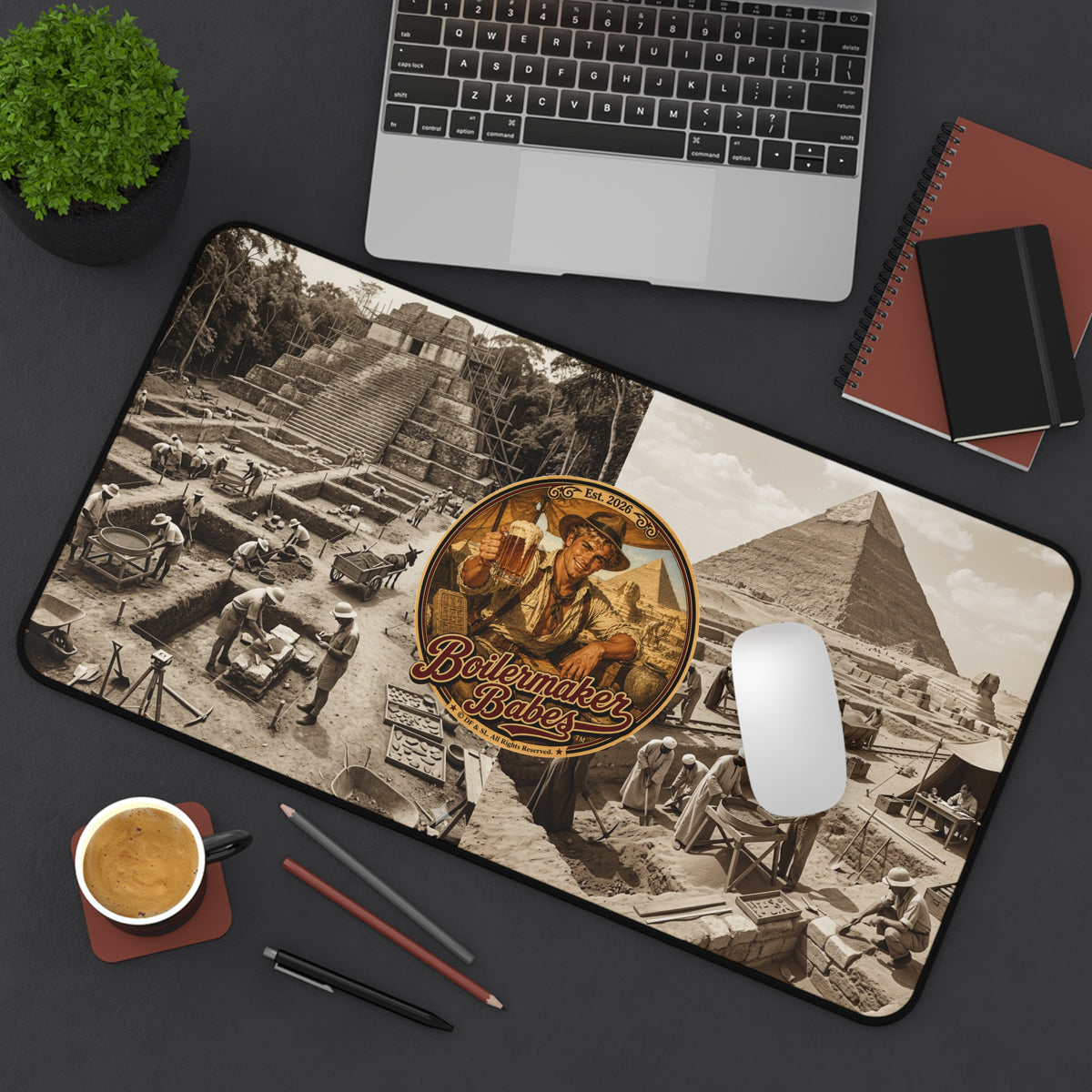 Desk Mat | Arch! Boilermaker Babes™ Archeologist Retro Pin-Up Art Gift