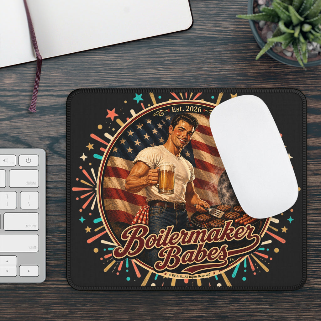 Jon 250! (M) - Boilermaker Babes ™ Gaming Mouse Pad — Vintage Pinup Americana Beer Festival Design for 4th July