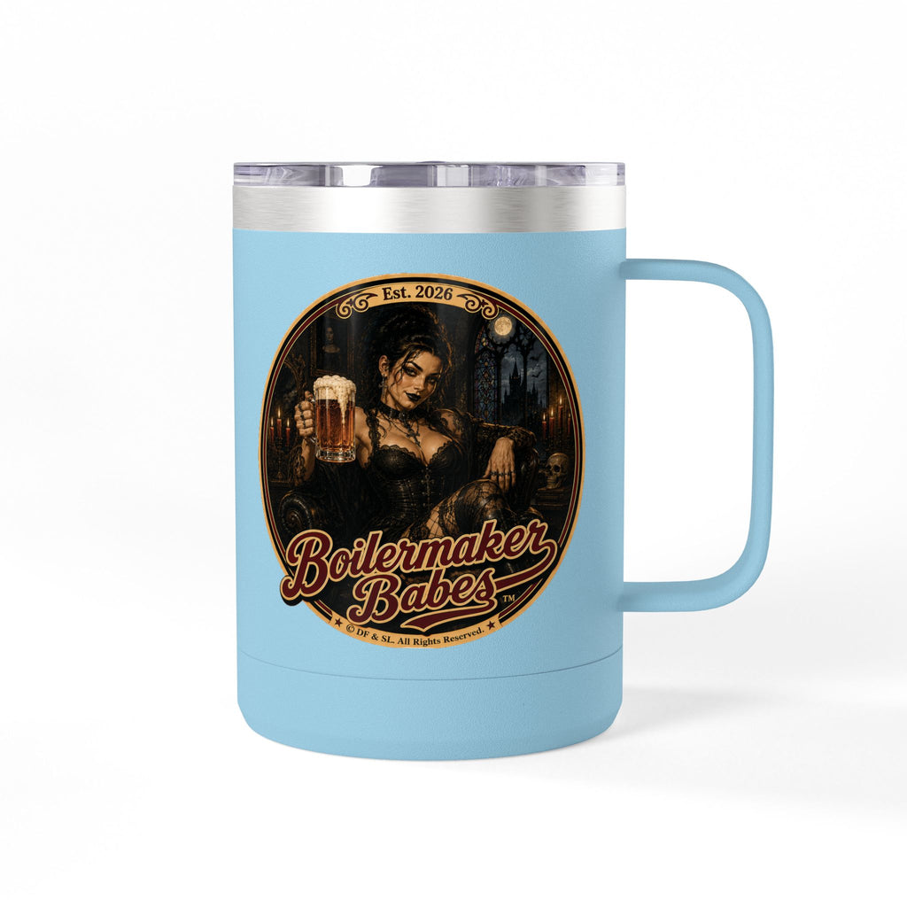 Spooki! (F) – 15oz. Insulated Mug - Boilermaker Babes ™ Vintage Style Pin-Up Art