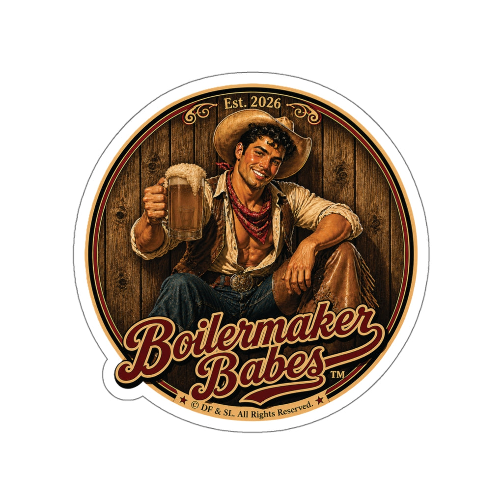 Cowboy Up! Boilermaker Babes ™ — Retro/Vintage Pin-Up Die-Cut Sticker