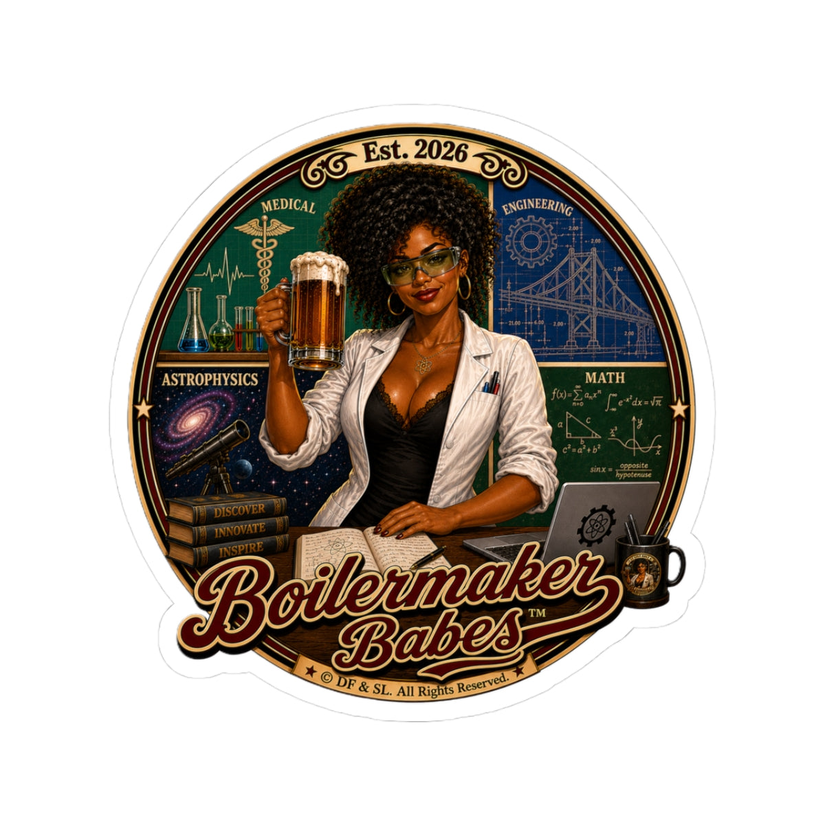 Mati! (F) - Boilermaker Babes ™   — Retro Patriotic Pin-Up Vinyl Custom Cut Sticker