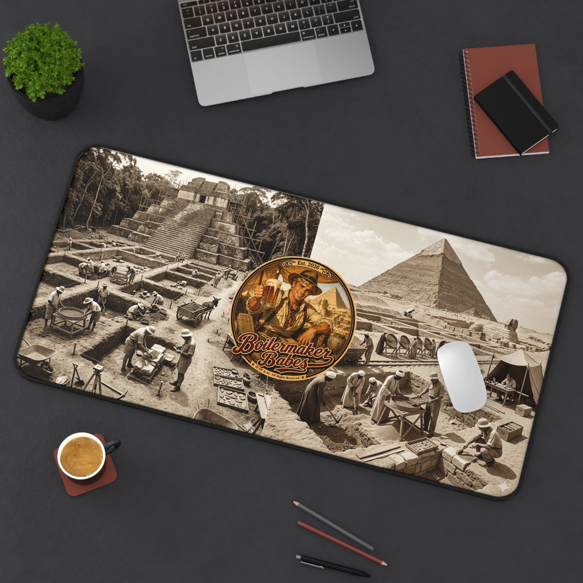 Desk Mat | Arch! Boilermaker Babes™ Archeologist Retro Pin-Up Art Gift