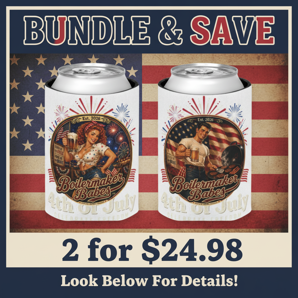 Juli 250! (F) – Can Sleeve - Boilermaker Babes ™ Vintage Style Pin-Up Art for 4th July