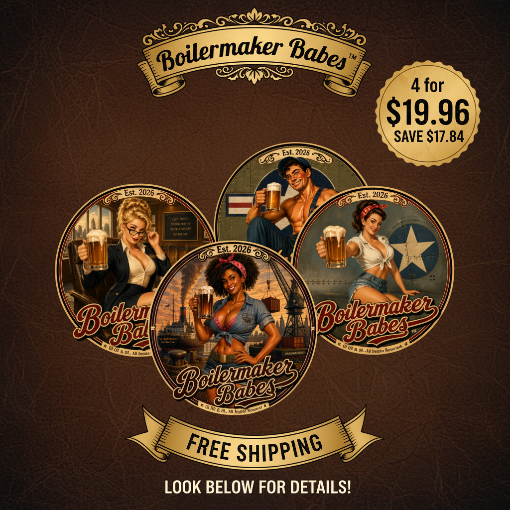 Docke! (F) - Boilermaker Babes ™   — Retro Patriotic Pin-Up Vinyl Custom Cut Sticker