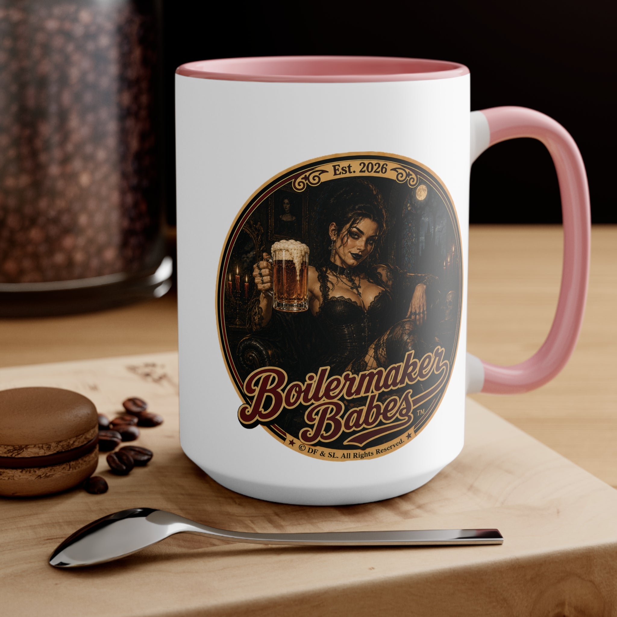 Spooki! (F) – 15oz. Accent Mug - Boilermaker Babes ™ Vintage Style Pin-Up Art