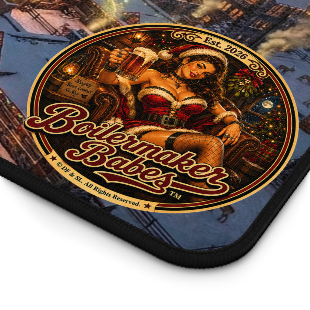 Desk Mat | Claws! Boilermaker Babes™ Northern Delights Retro Pin-Up Art Gift - Alternate Holiday Pin-Up