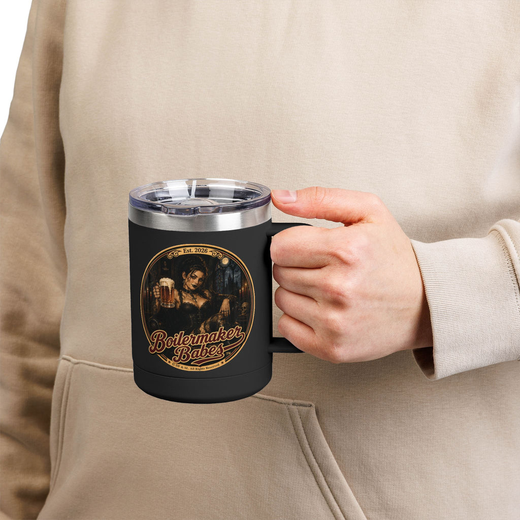 Spooki! (F) – 15oz. Insulated Mug - Boilermaker Babes ™ Vintage Style Pin-Up Art