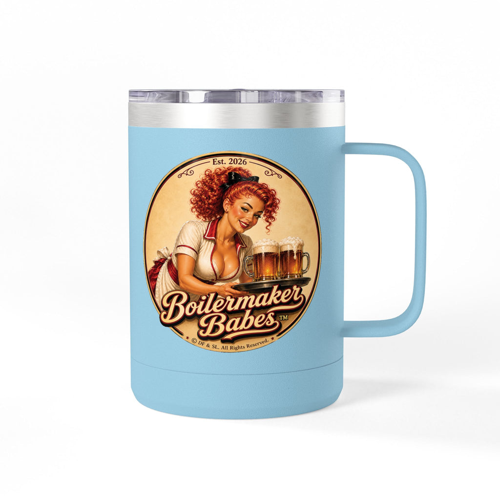 BB! (F) – 15oz. Insulated Mug - Boilermaker Babes ™ Vintage Style Pin-Up Art
