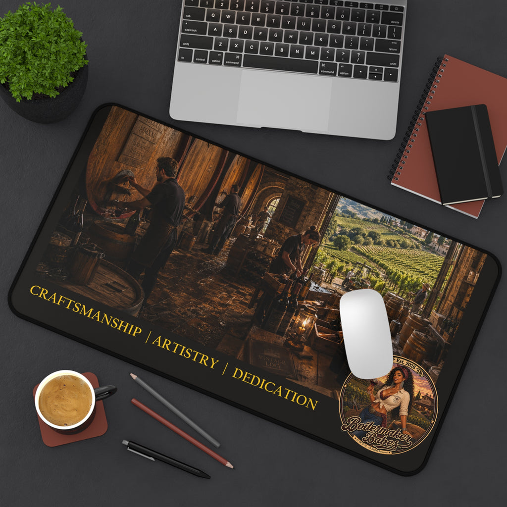 Oregon-Inspired Winery Desk Mat — "Craftsmanship | Artistry | Dedication" Vineyard Desk Mat