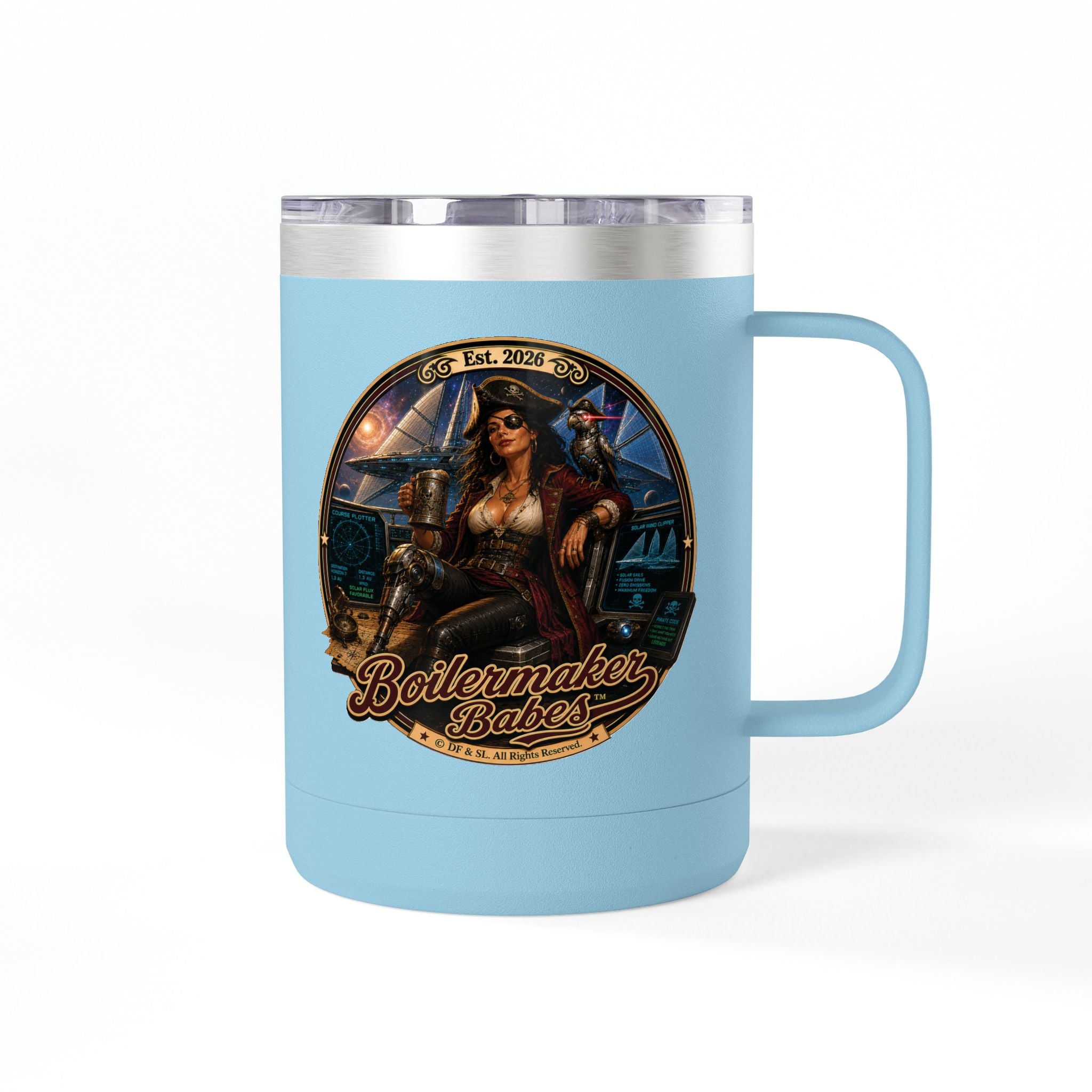 Cali! (F) – 15oz. Insulated Mug - Boilermaker Babes ™ Vintage Style Pin-Up Art
