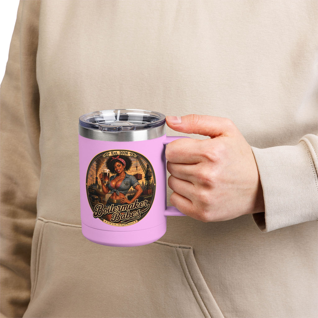 Docke! (F) – 15oz. Insulated Mug - Boilermaker Babes ™ Vintage Style Pin-Up Art