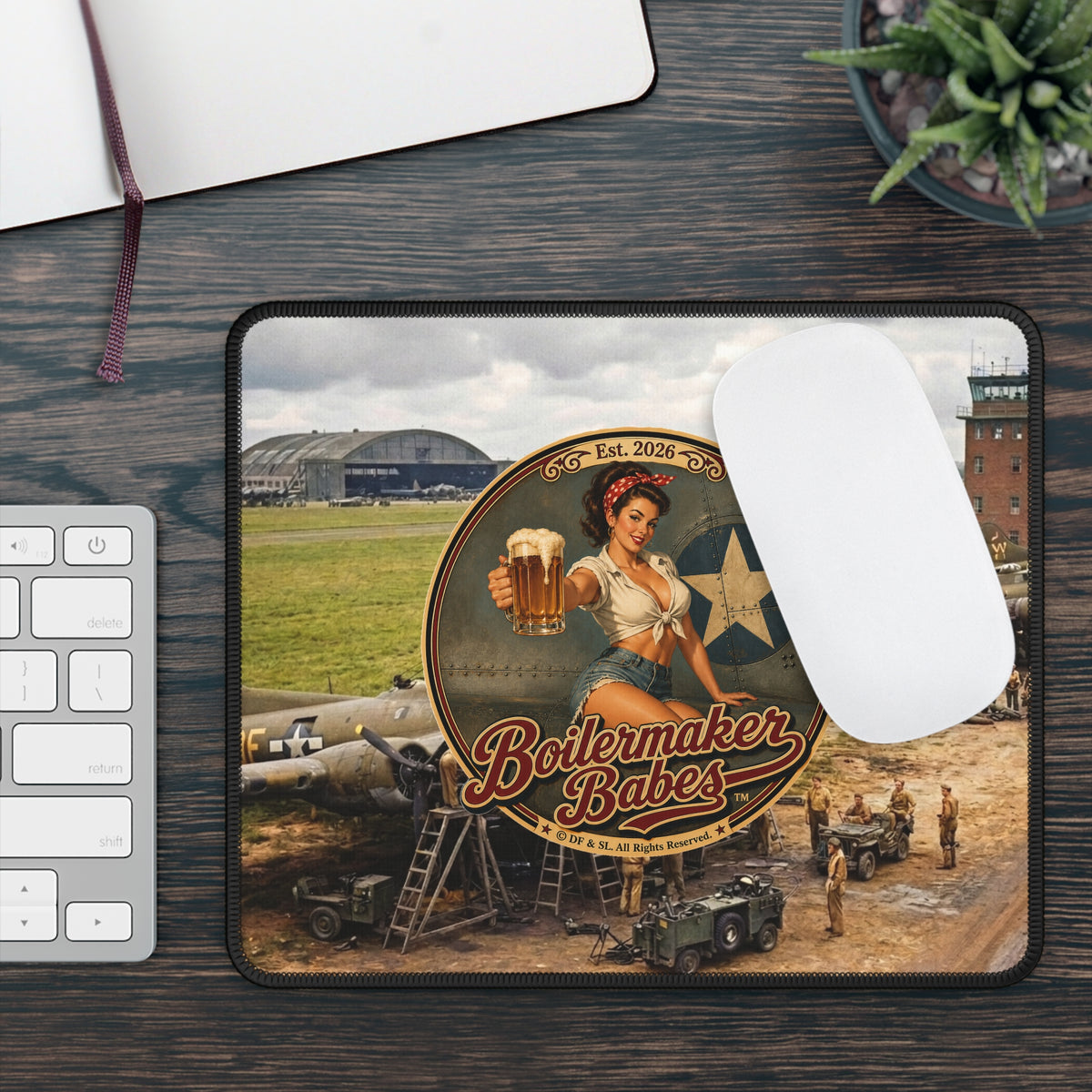 Boilermaker Babes™ Gaming Mouse Pad — Rivets! Vintage Mechanic