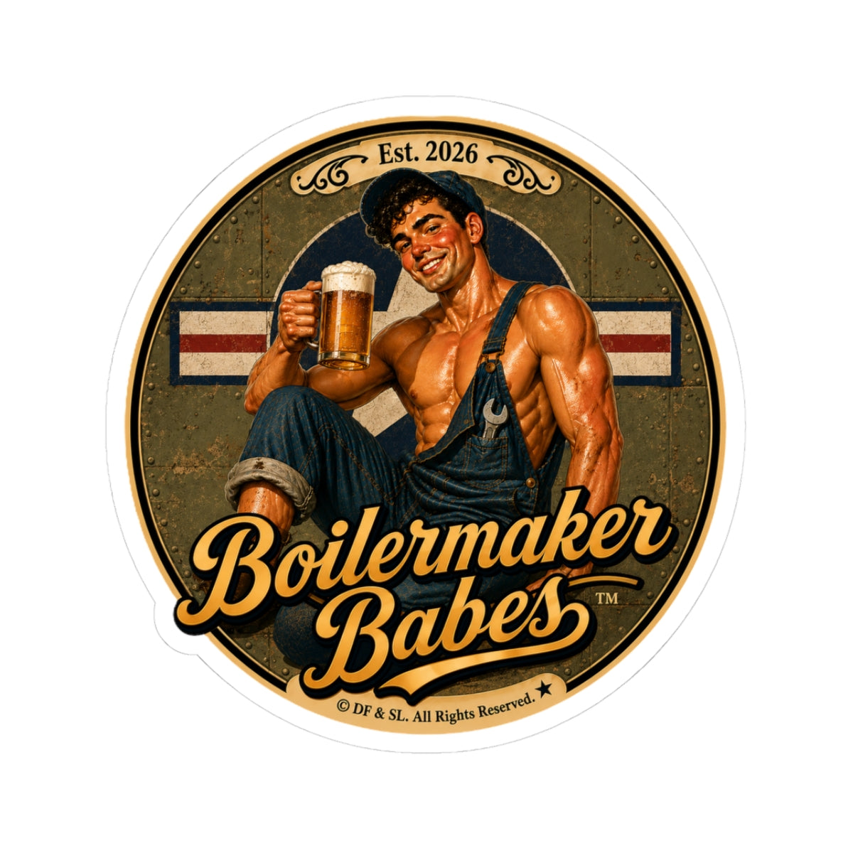 Mecham! (M) - Boilermaker Babes ™   — Retro Patriotic Pin-Up Vinyl Custom Cut Sticker