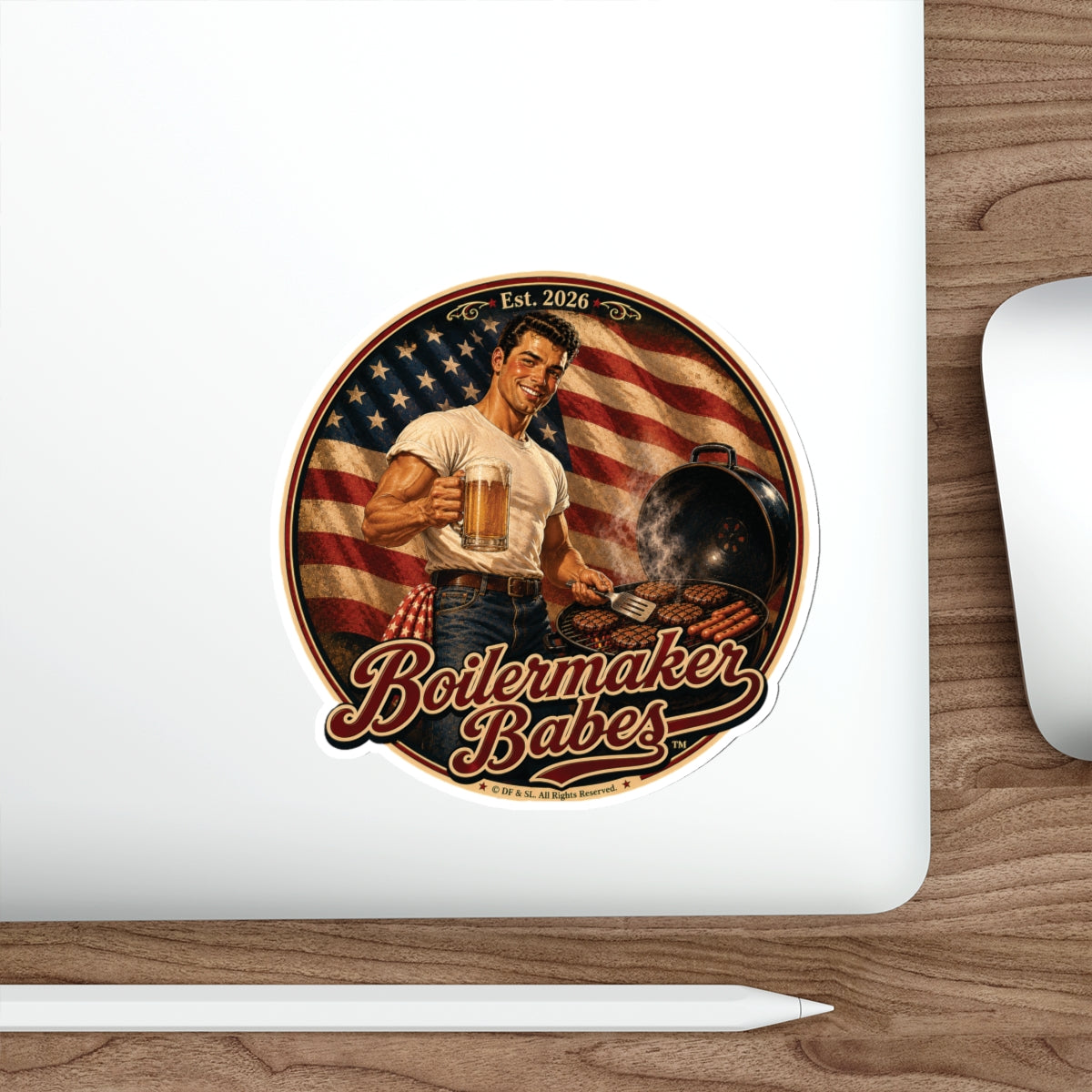 Jon! Boilermaker Babes ™ — Retro/Vintage Pin-Up Die-Cut Sticker