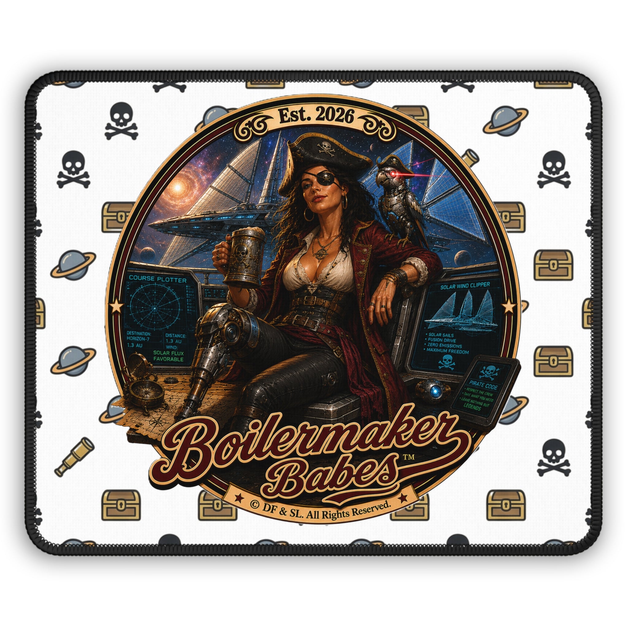 Cali! (F) - Boilermaker Babes ™ Gaming Mouse Pad — Future-Past Pin-Up Desk Mat