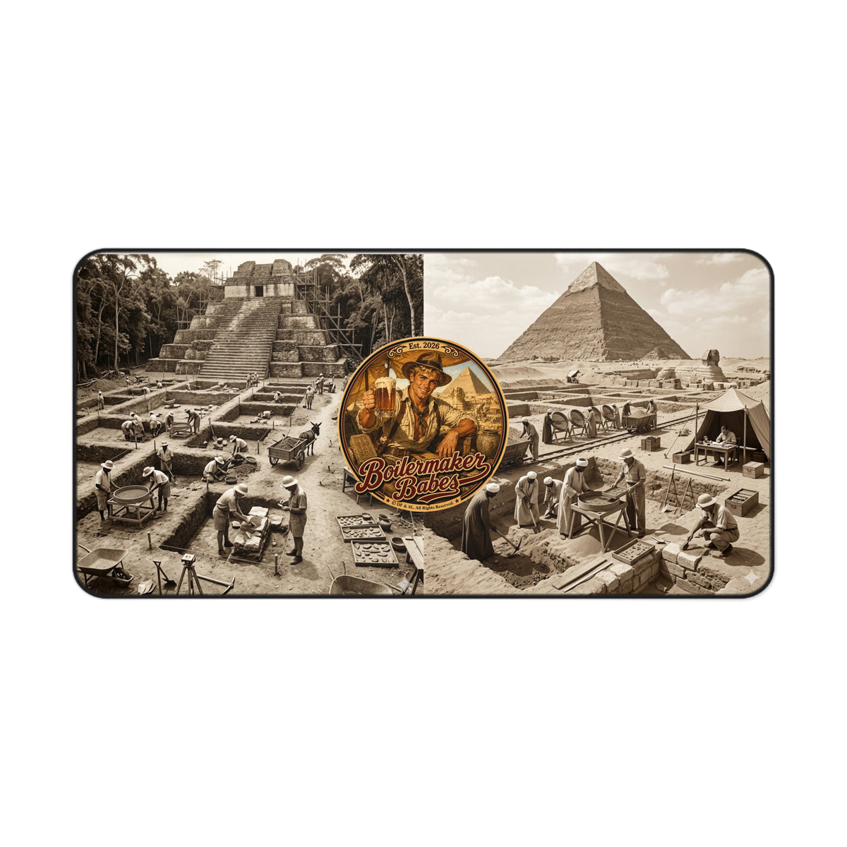 Desk Mat | Arch! Boilermaker Babes™ Archeologist Retro Pin-Up Art Gift