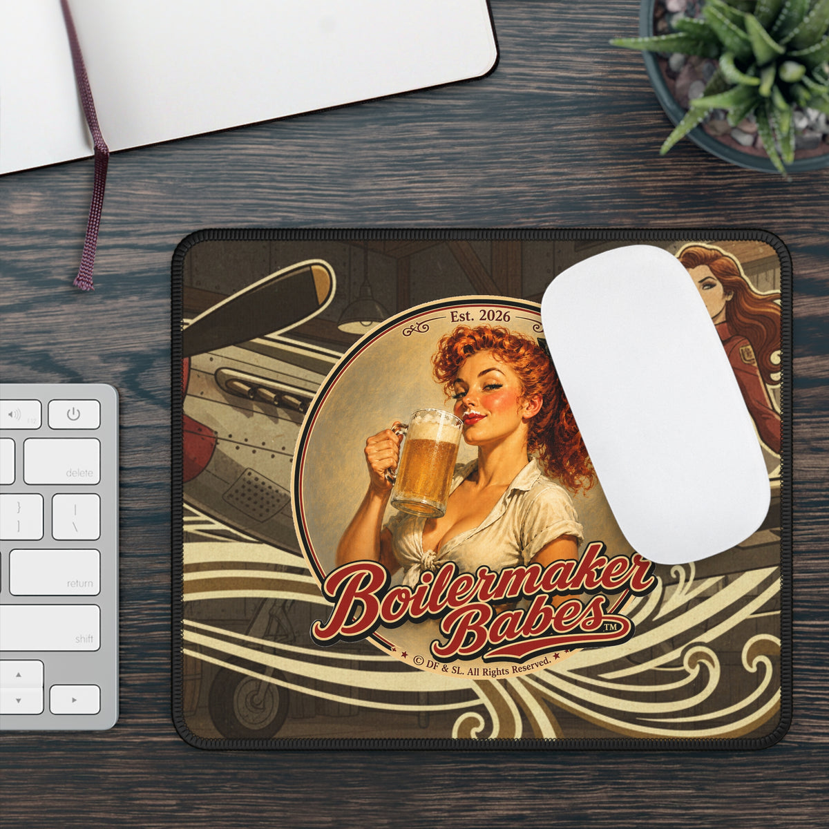Boilermaker Babes™ Gaming Mouse Pad — Thursti! Retro Pin-Up (Happy New Years!)