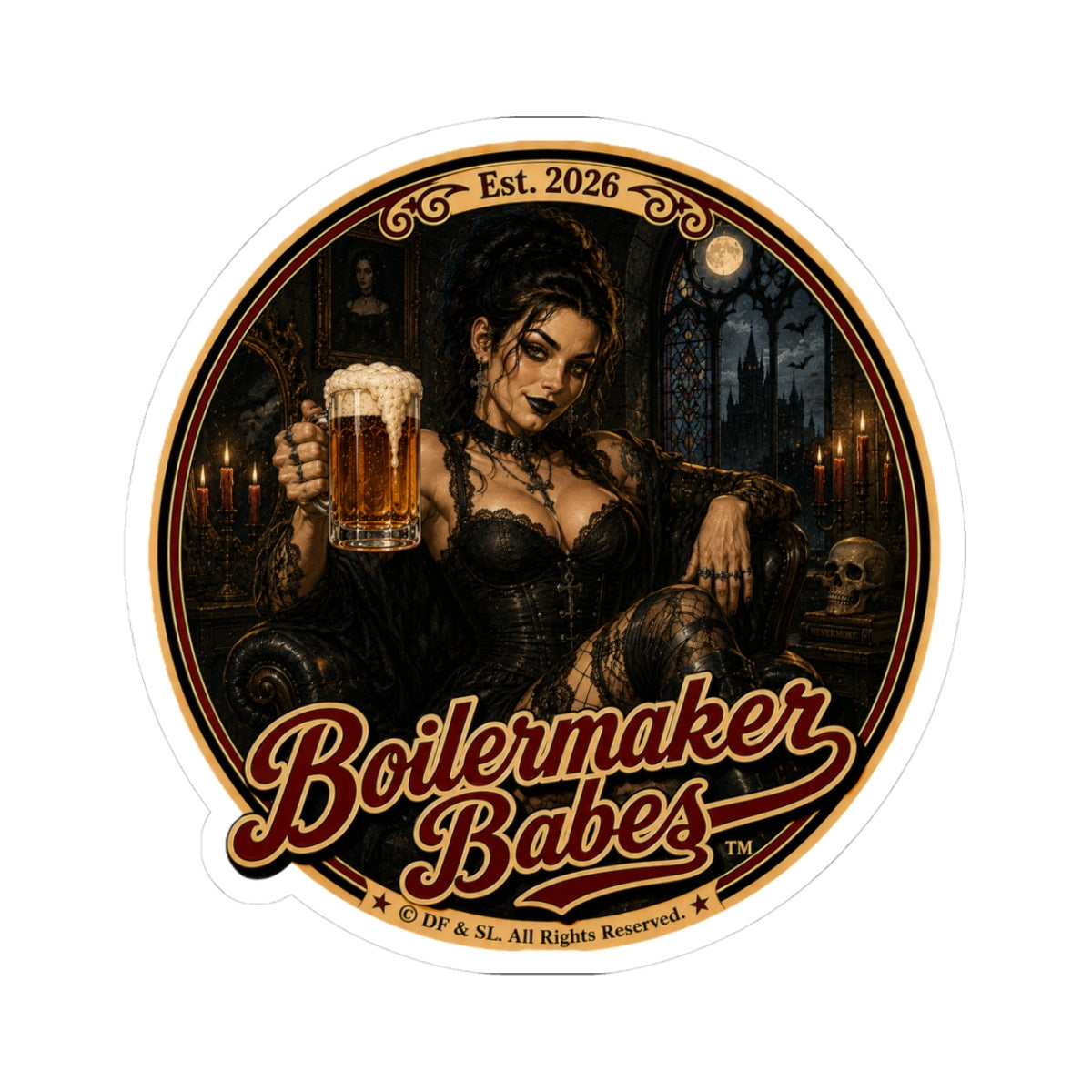 Spooki! (F) - Boilermaker Babes ™   — Retro Patriotic Pin-Up Vinyl Custom Cut Sticker