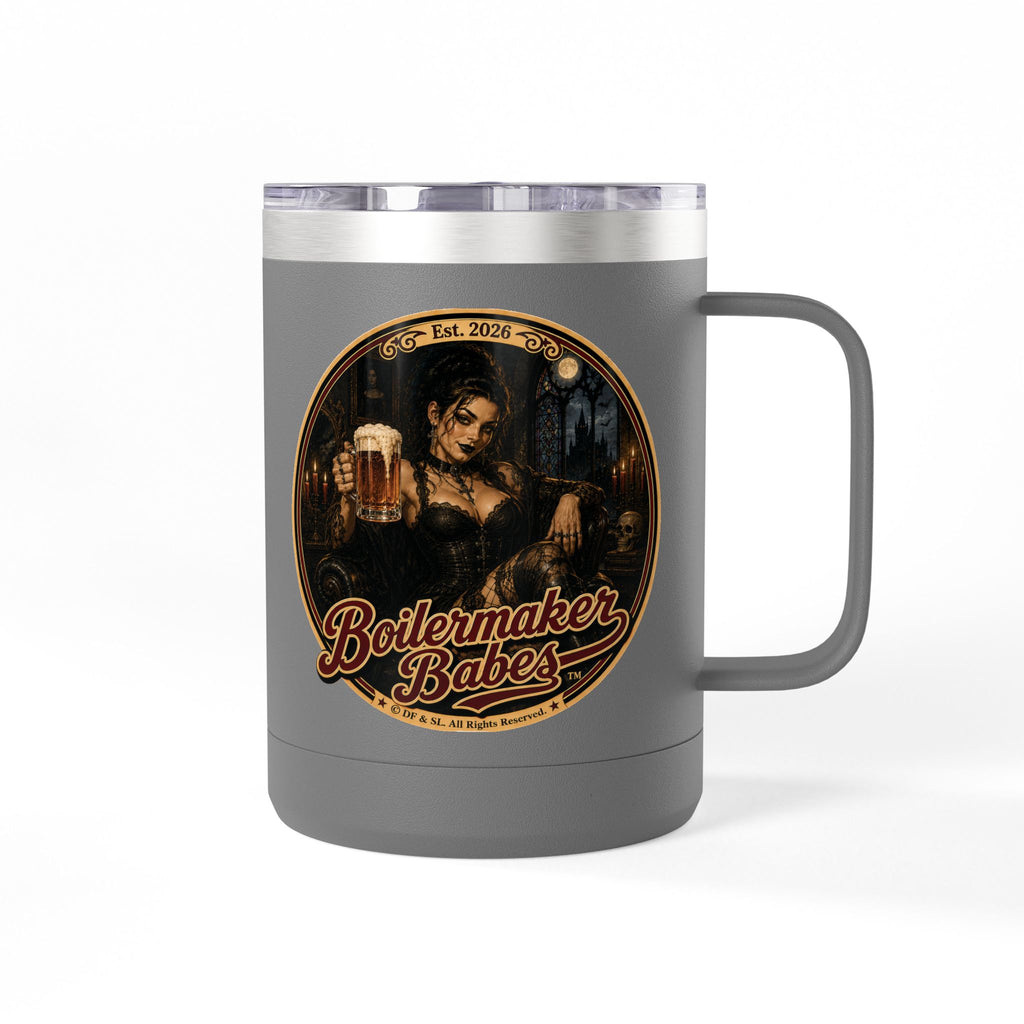 Spooki! (F) – 15oz. Insulated Mug - Boilermaker Babes ™ Vintage Style Pin-Up Art