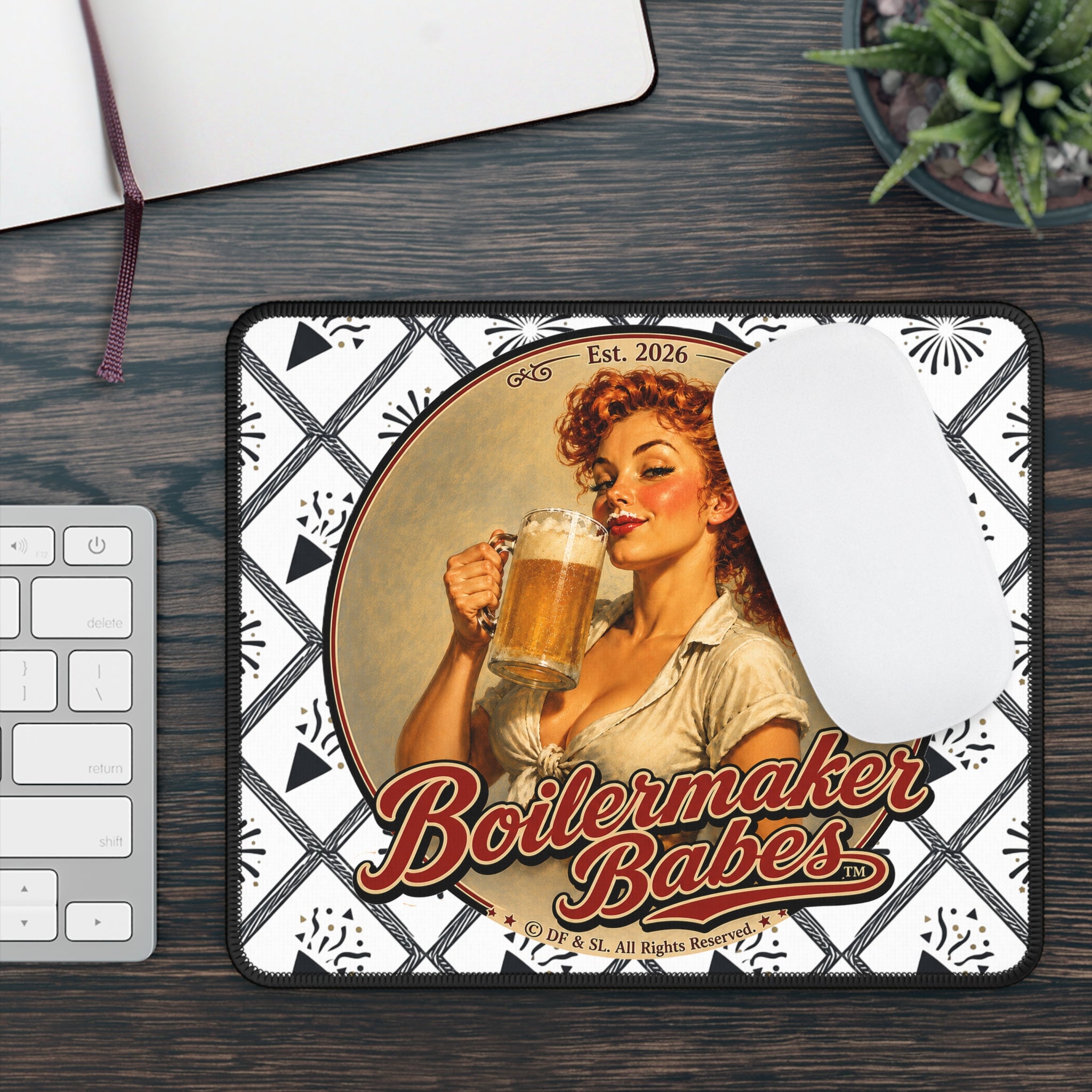 Boilermaker Babes™ Gaming Mouse Pad — Thursti! Retro Pin-Up (Happy New Years!)
