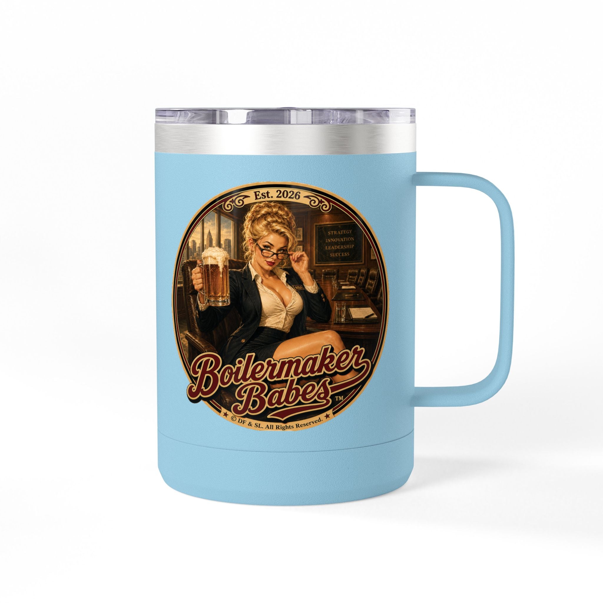 AB! (F) – 15oz. Insulated Mug - Boilermaker Babes ™ Vintage Style Pin-Up Art