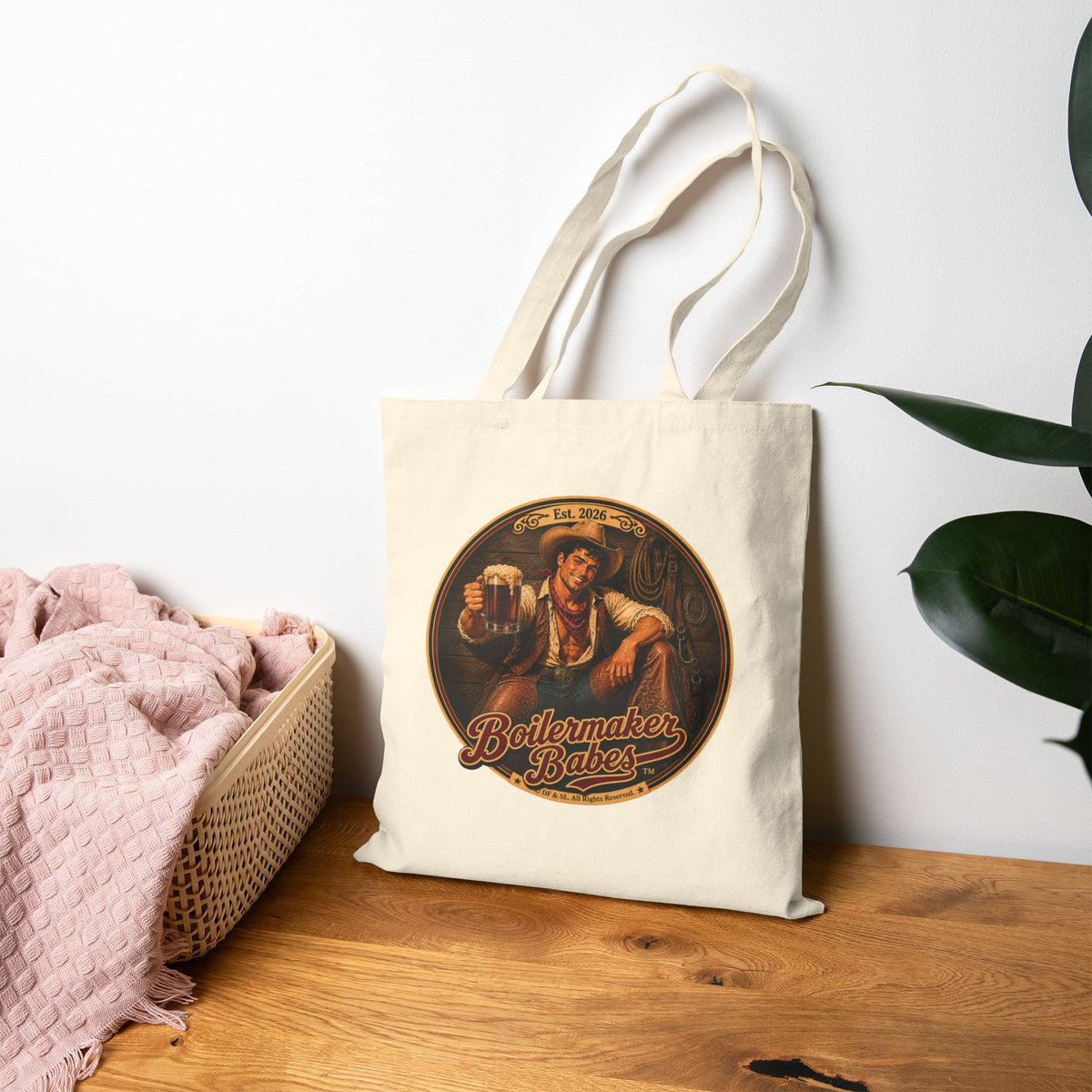 Cowboy! Tote Bag — Boilermaker Babes Vintage Barbecue & Beer Canvas Tote