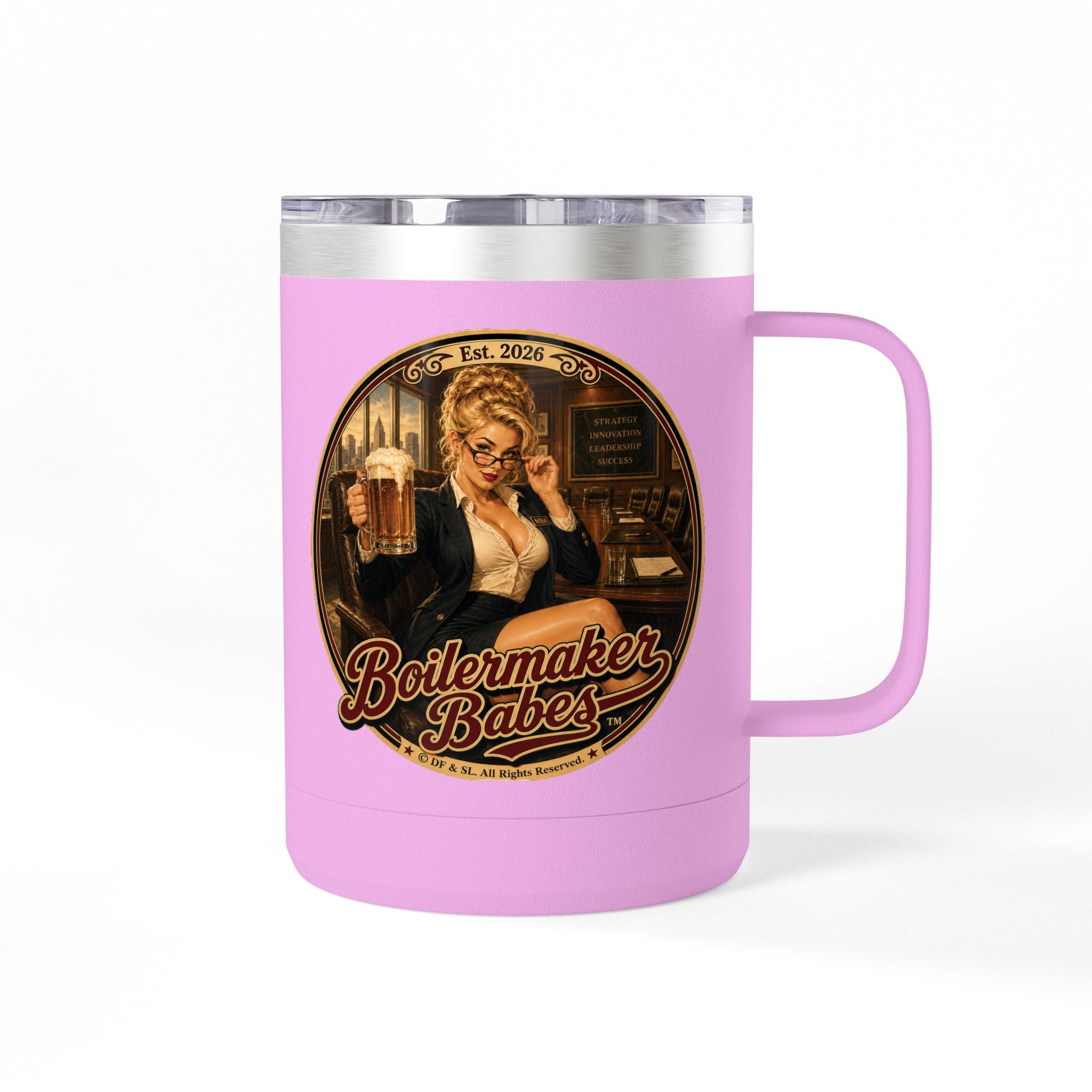 AB! (F) – 15oz. Insulated Mug - Boilermaker Babes ™ Vintage Style Pin-Up Art