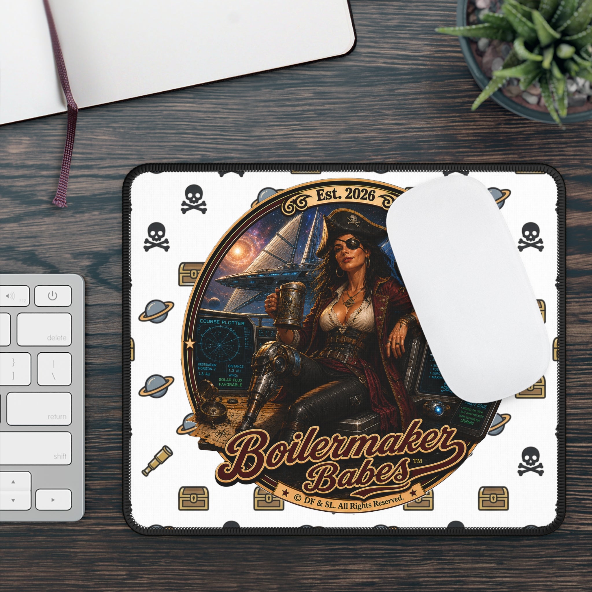 Cali! (F) - Boilermaker Babes ™ Gaming Mouse Pad — Future-Past Pin-Up Desk Mat