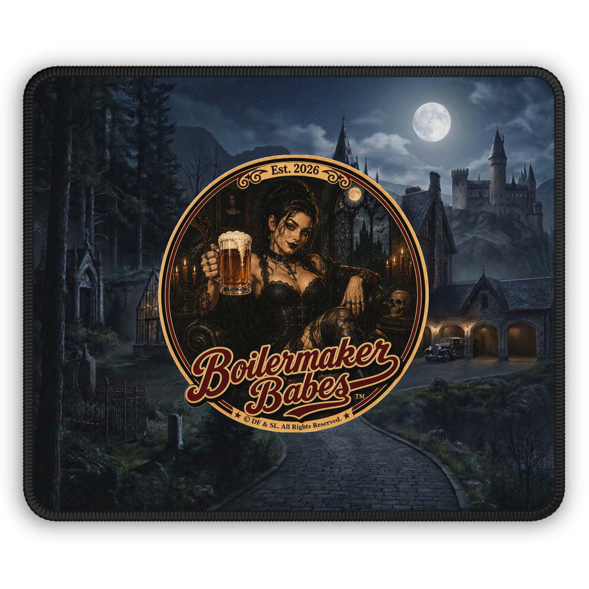 Boilermaker Babes™ Gaming Mouse Pad — Spooki! Goth Pin-Up
