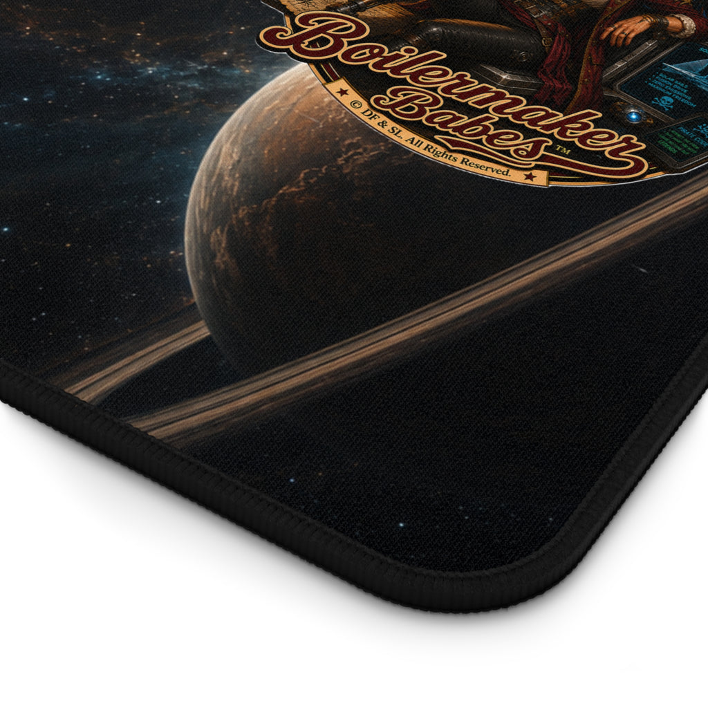 Steampunk Desk Mat | Cali! Boilermaker Babes™ Future-Past Solar Sail Sky Pirate Retro Pin-Up Art Gift - Nautical Pin-Up