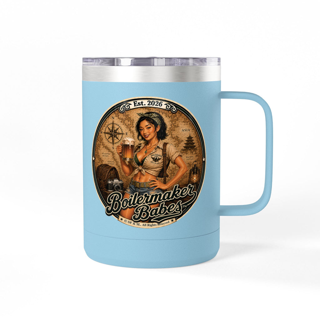 Xplore! (F) – 15oz. Insulated Mug - Boilermaker Babes ™ Vintage Style Pin-Up Art
